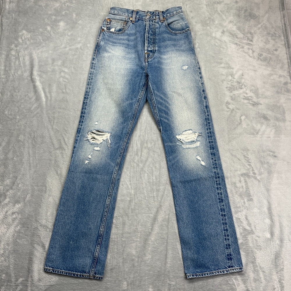 7 For All Mankind Jeans Womens 28 (24x31) Blue Denim Low Waist Distressed Grunge